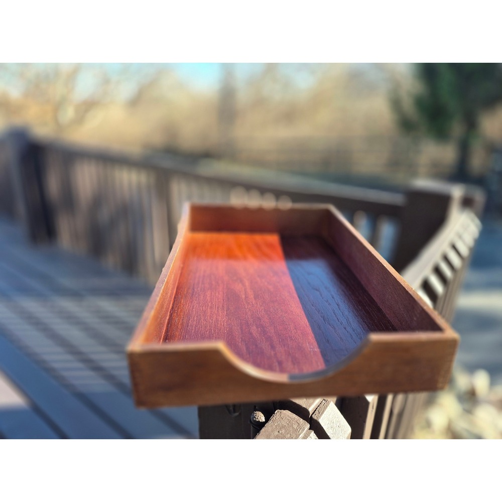 Mid Century Modern Desk Organizer Wood Letter Tray Hedges Files MCM Dovetail
